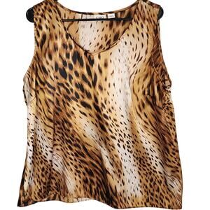 Cato Top Womens sz 14/16W Beautiful Animal Print Sleeveless V-Neck Base Layer